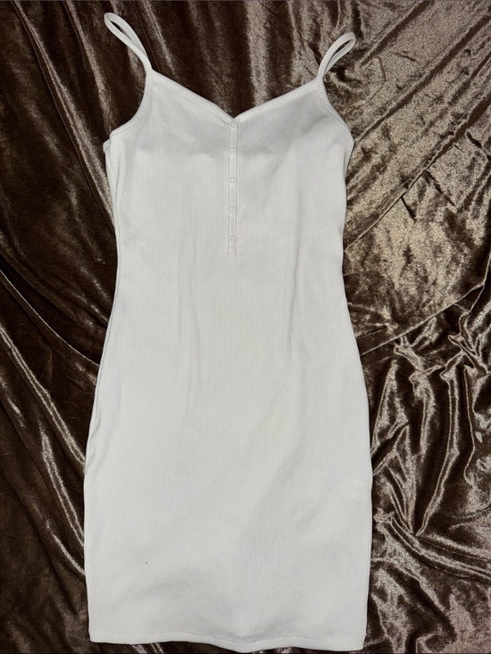 popular 21 Dresses & Skirts - White Ribbed Mini Dress with Button Front